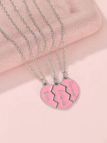 3pcs Good Friends Heart Necklace Set, Alloy Oil Drops, Jewelry Gift For Good Friends, Best Friend Necklace, Friendship Necklace, Sister Gifts, Girls Necklace, Sister Necklace(No Magnets)