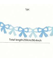 1pc Pink And Blue Paper Bow Flag, Cute And Sweet Decorative Banner For Birthday Party Decoration