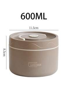 Stainless Steel Thermal Lunch Box, Leak-Proof Bento Boxes, Round Multi-Layered Microwave-Safe Food Container - Dark Brown - View 4