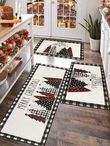 圣诞厨房垫，圣诞快乐麋鹿冬季雪花红色水牛格子防滑厚厨房地毯和地垫，用于地板舒适站立垫，适用于厨房、水槽、办公室、洗衣房、圣诞装饰家居装饰 2024 新年快乐 2025 礼物，圣诞节 - 彩色 - 查看 9