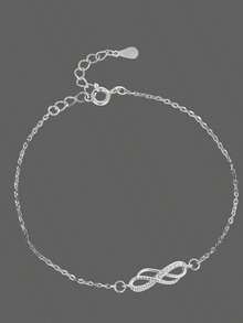 1pc 925 Sterling Silver Mobius Loop Bracelet, Infinity Love Cubic Zirconia Inlay, Fashion Women Bracelet, Silver Color, Suitable For Daily Wear, Gift For Her