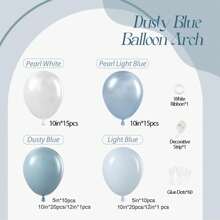 95pcs Blue-Gray Balloon Arch Kit, Includes Blue-Gray, Pearl White Balloons For Baby Shower, Bridal Shower, Wedding, Birthday Party Decoration