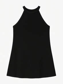 Luma Shop Women's High Neck Cotton Dress - màu đen - Xem 2