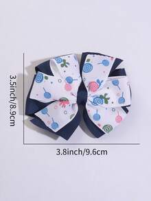 2pcs Girls Floral & Candy Print Fashion Spring/Summer Handmade Woven Butterfly Clips, Suitable For Everyday Use - Multicolor - View 4