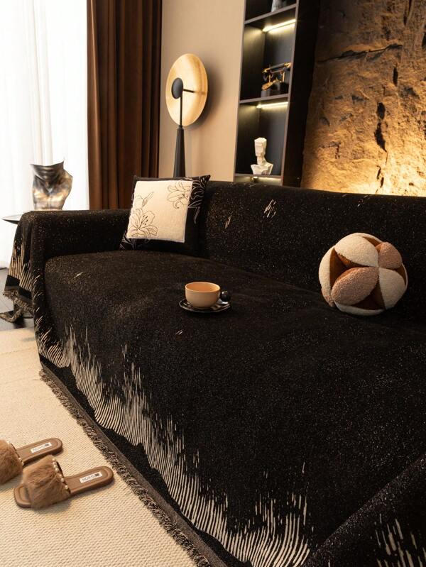 1 pièce Jetée de canapé en chenille à la mode, couverture de canapé minimaliste de luxe, de haute qualité, décorative et protectrice pour le canapé, antidérapante, antipoussière et anti-rayures pour chat, convient pour le salon, la chambre, le bureau, la voiture