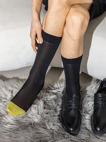 1 双男士薄款半透明纯色商务袜，适合春夏季，透气中筒正装袜，适合办公室和日常穿着