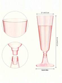 5pcs Pink Plastic Champagne Flutes, 5oz_150ml-160ml Clear Plastic Reusable Toasting Glasses, Tumblers, Cocktail Cups, Great For Weddings, Anniversaries, Garden, BBQ, Parties