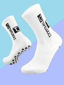 1 Pair Men's Football/Soccer Socks With Anti-Slip Grip, Sports Socks With Shock-Absorbing Pads For Football, Basketball Or Hockey