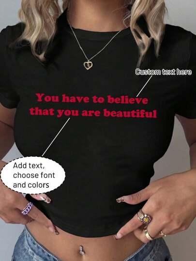 Personaliza camisetas cortas de manga corta para mujer, agrega tu texto, elige tus colores y fuentes favoritos, diseña tus propias camisetas de manga corta personalizadas e impresas, regalos de aniversario, Día de San Valentín, elegante, de moda, hipster, casual, minimalista chic, personalizado, personalizado, único, disfraces de hombre, armario cápsula, estilo básico/urbano para hombres, regalos ideales para él, novio, familia, amigos, para cumpleaños, para vacaciones/días festivos, para la escuela/competencia, para deportes/escalada, deportes y aire libre, selecciones de temporada