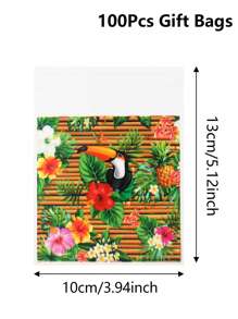 50/100 Stücke Selbstverschließende Süßigkeitenverpackung im Hawaii-Stil, Geschenktüte mit Hawaii-Vogel- und tropischem Blumenmuster, Geschenkverpackung, Hawaii-Party, Snack-/Keksverpackung, Süßigkeitenverpackung, Hawaii-Party-Deko, Sommer-Party-Deko, Geburtstagsdekoration, Bridal-Shower-Gastgeschenke, Feiertags-Party-Bedarf