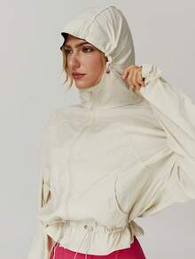 MASKERT Chaqueta ligera para mujer de protección solar para exteriores, de cintura corta, chaqueta transpirable de protección solar para primavera - Albaricoque - Ver 4