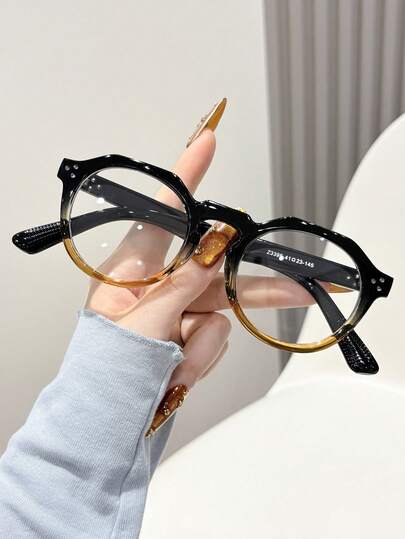 1 chiếc kính gọng tròn cho nữ, kính trong suốt trang trí phong cách sinh viên dễ thương