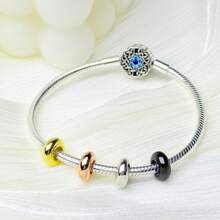 PARCOM 1 pieza Juego de joyas con cuentas espaciadoras de diseño simple plateadas en plata y de silicona, adecuadas para pulseras y collares, pueden ser un regalo perfecto de cumpleaños, festival o decoración de pulseras