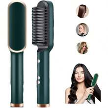 3 In 1 Electric Hair Straightening Comb Brush 45w All Hair Types Bivolt 110 220v (Valentine's Day) - 綠色 - 查看 1