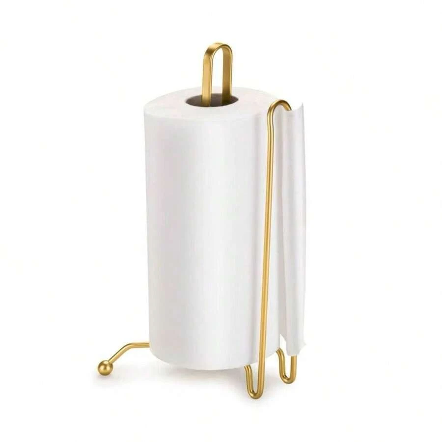Steel Paper Towel Roll Holder – Vertical, Practical And Sophisticated In Gold - Gold - View 1