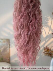 Claw Ponytail Extension Pink Color Hair Ombre 30 Inch Long Natural Water Wave Heat Resistant Fiber Synthetic Ponytail Hairpiece For Girl Women Daily Used