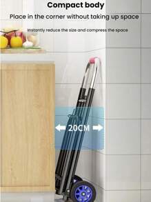 1 Set Foldable Hand Pull Cart, Household Moving Cart Trolley, Portable Shopping Cart With Wheels'
