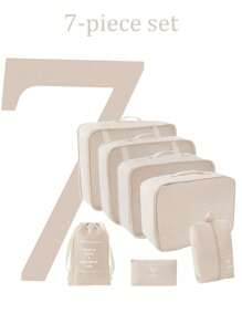 Juego de 9 en 1 Organizador de almacenamiento de viaje, cubos de embalaje plegables para el equipaje que incluyen bolsa de aseo, bolsa de maquillaje, bolsa de ropa interior, bolsa de zapatos, organizador de lencería y calcetines, bolsas de almacenamiento plegables para la ropa, adecuado para maletas