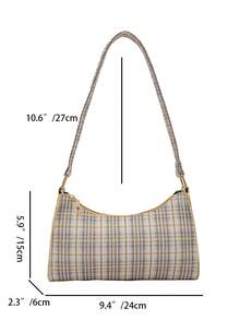 Fashionable & Versatile Minimalist Plaid Casual Shoulder Bag - Beige - View 2