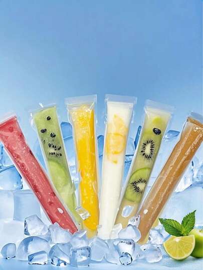 10/50/100个装夏季清爽透明冰棒袋，家用冰棒模具，密封，耐低温，适用于果汁、汽水、水果，冷冻，食品保鲜，冷藏，冷冻