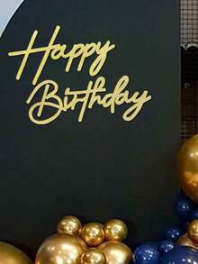 2 piezas - Letrero de fondo con "Feliz Cumpleaños" - Letrero de fieltro brillante con el monograma "Feliz Cumpleaños" para arco de globos, decoración de fondo para fiesta de cumpleaños, - Dorado - Dorado - Ver 5