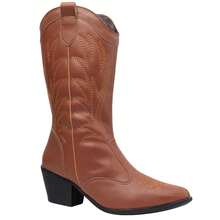 D'Girls Women's Western Country Rodeo Cowboy Boots, High Shaft Comfortable, Via Angel 9002 Vintage Embroidered - 駝色 - 查看 4