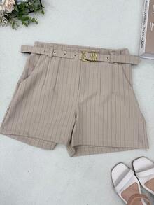 AZALEA Women's Striped Shorts With Tailored Belt - Sọc mơ - Xem 2