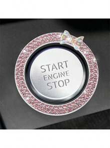 Künstlicher Kristall Doppelstrass Auto Motor Start Stop Dekor Ring, glitzerndes Auto Innenzubehör für Frauen, Druckknopfabdeckung/Aufkleber, Schlüsselzündung und Knopf glitzernder Ring