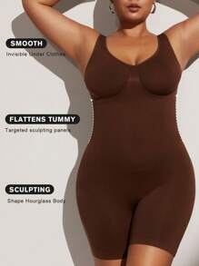 1 pieza Mono sin costuras con escultura de cintura para mujer talla grande, con soporte invisible para levantar y controlar el abdomen, para verano