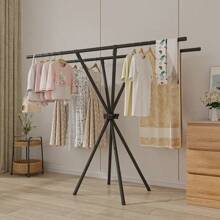 1 pièce Nouveau séchoir pliable, Fête des Mères, support à vêtements en métal moderne à double barre, grand support autoportant, design minimaliste, séchoir extérieur facile à assembler
