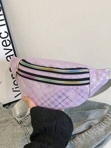 Cross-Border 2025 New Waist Bag Multifunctional Messenger Bag Fashion Laser Waist Bag Waterproof Sports Waist Bag Mobile Phone Bag - Purple - View 3