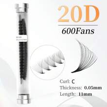 DAIFIYAN Pestañas postizas premontadas de volumen 600/480/420, hechas a mano con tallos naturales largos en 6D/8D/10D/12D/14D/16D/20D/30D/40D, forma C, longitud de 8-15 mm, extensiones de pestañas de visón artificial