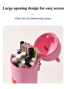 1pc Cute Bear Silicone Pencil Case, Portable Pen Box, Handy Student Stationery Organizer