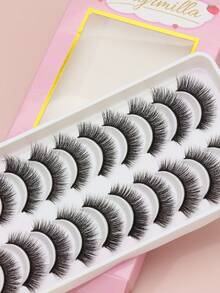 10 Pairs Eyelashes Of Natural False Eyelashes Fluffy Soft Dramatic 3D Mink Eye Multi-Layer Mascara Short Thick Extension Bulk False Eyelashes Black Thin Long Eyelashes 3D Mink Lashes Long Wispy Eyelashes - Natural Lashes - View 3