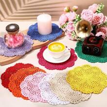2/4 Peças Toalhinhas de Crochê Vintage Redondas de 8 Polegadas, Rendas de Tapete de Mesa Tricotadas, Conjunto de Toalha de Mesa Artesanal, Bordas Caneladas para Decoração Diária Doméstica, Decoração de Mesa para Casamento e Feriados