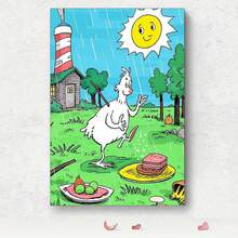 Charming Art Of Green Eggs And Ham On A Rain-Kissed Lawn Under A Warm Sun For Vibrant Wall Decoration - colorful - View 6