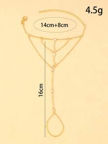 1 قطعة خاتم معدني مرصع بالراين ستونات سوار للإصبع، بسيط وعصري