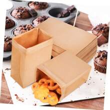 1 Set/100 Pcs Mini Kraft Paper Bags Durable Brown Paper Bags Small Cookie Party Gift Bags, Pastry Bread Paper Bags, Disposable Lunch Box Takeaway Packaging Kraft Paper, Nut Food Packaging Bags
