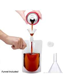 10 件装塑料瓶隐藏式可重复使用饮料袋，防漏塑料，非常适合旅行和户外运动，带 1 个漏斗的储水袋，隐藏式设计的可重复使用饮料袋，万圣节装饰，液体袋，血袋