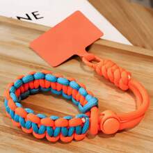 Adjustable Phone Lanyard Woven Pendant Wrist Strap Short Bracelet Case Charm Keychain Camera Strap Anti-Lost Wristlet For Phone, Simple & Thick, Dopamine Mix Color, Unisex