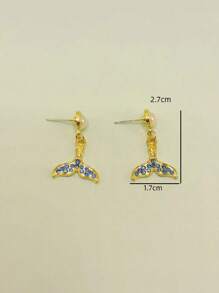 Pendientes de sirena con perlas y rhinestones brillantes, diseño creativo y de moda, adecuados para uso diario y ocasiones especiales