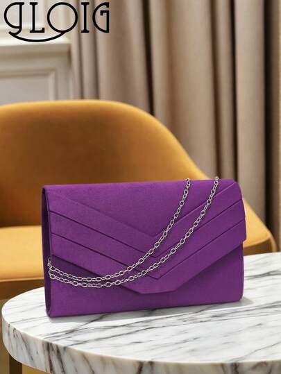Valentine's Day Gift Love Holiday Date Silver Clutch Bags V Design Metal Chain Glitter Sequined Evening Bags With Envelope Party Wedding Casual Lady Handbags Banquet Dinner Purse