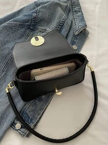 Diese modische, lässige und minimalistische Umhängetasche mit Klappenüberschlag ist geeignet für Einkaufen, zum Tragen von Geldbörsen und besonders geeignet für junge Frauen, Studentinnen, Berufsanfängerinnen und Büroberufstätige. Sie ist auch sehr geeignet für Büro, Universitätscampus, Arbeit, Geschäftsreisen, Pendeln, Outdoor-Reisen und Wandern. - Schwarz - Übersicht 8