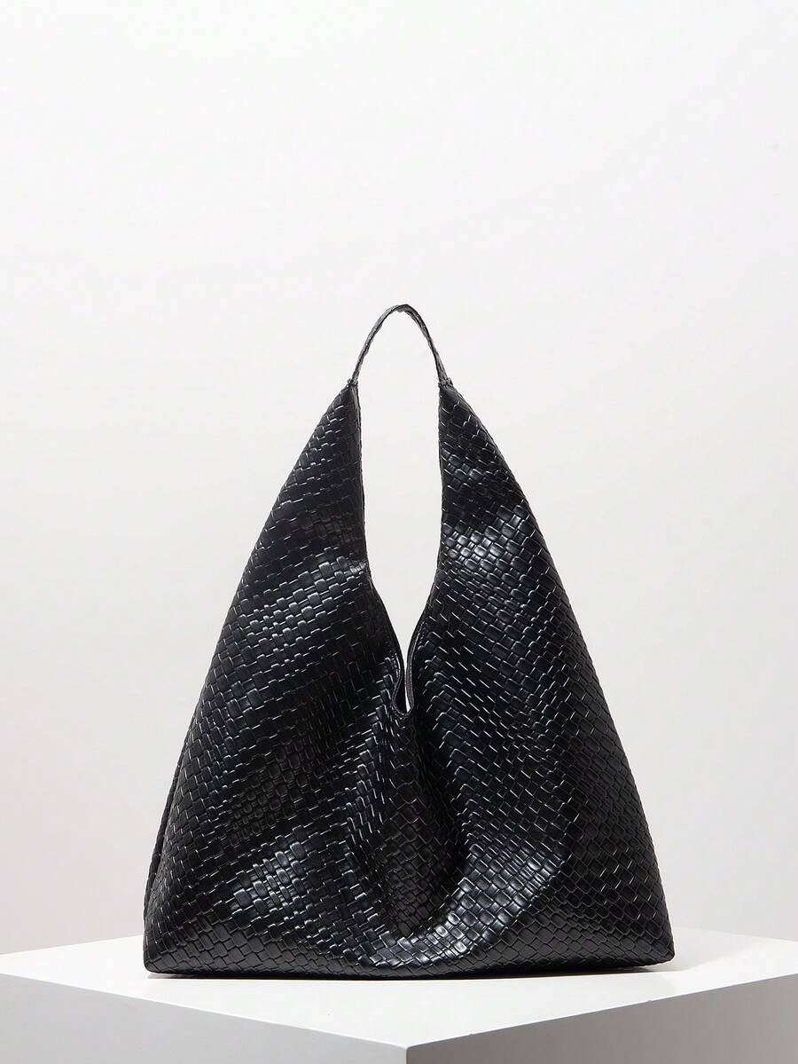 Vintage Braided Shoulder Bag, Large Capacity Tote Bag, Soft PU Leather Handbag, Daily Commute Bag, Simple & Versatile Women Wallet (Random Pattern), New Arrival Tote Bags For Woman - Black - View 1