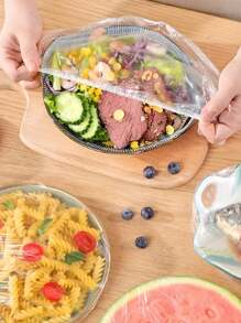 100pcs Disposable Plastic Cling Film, Stretchable Cling Film For Bowls, Plates, Fruits, Vegetables - Transparent Kitchen Cling Cover, Dustproof Cover, Suitable For Daily Use