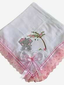 Large Shoulder Diaper With Embroidered Lese For Baby Boy Girl - Baby Pink - View 1