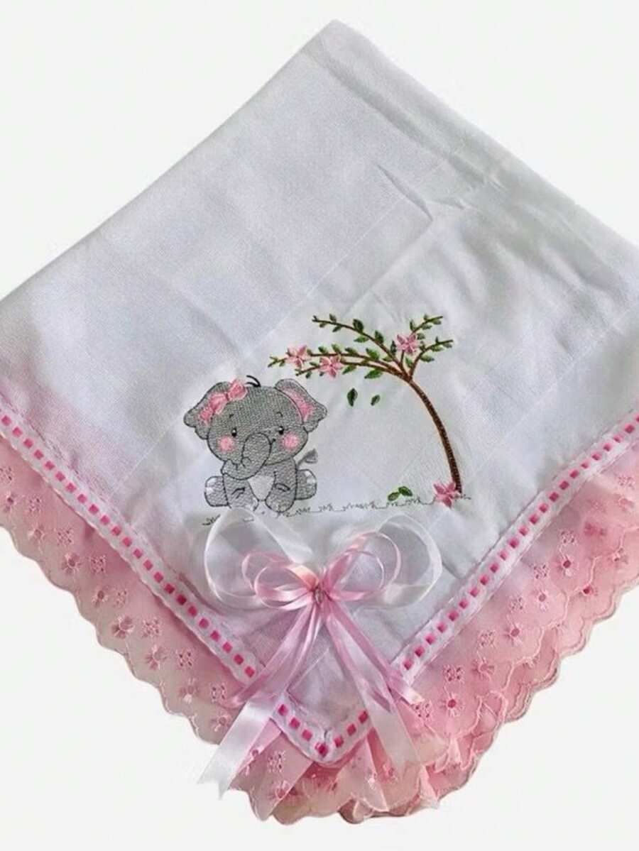 Large Shoulder Diaper With Embroidered Lese For Baby Boy Girl - Baby Pink - View 1