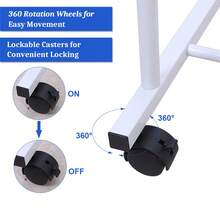 ホワイトモバイルエレガントガーメントラックデュアル洋服スタンドレールローリングハンギングシェルフクローゼット収納2段付き - ホワイト - チェックする 7