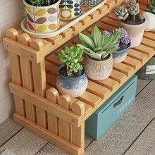 1pc Double-Layer Window Sill Succulent Plant Stand, Floor-Standing Indoor Storage Rack, Multi-Tier Tabletop Decor Organizer, Suitable For Office Or Home Decor - Apricot - View 2
