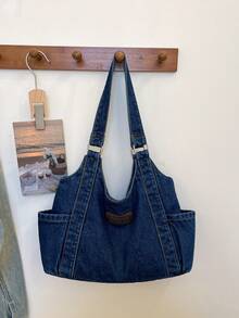 2025 New Arrival Small Batch Washed Canvas Underarm Bag With Dual Side Pockets, Fits Keys, Lipstick, Suitable For Commuting, Shopping, Dating, Casual Daily Use With Relaxed Fit